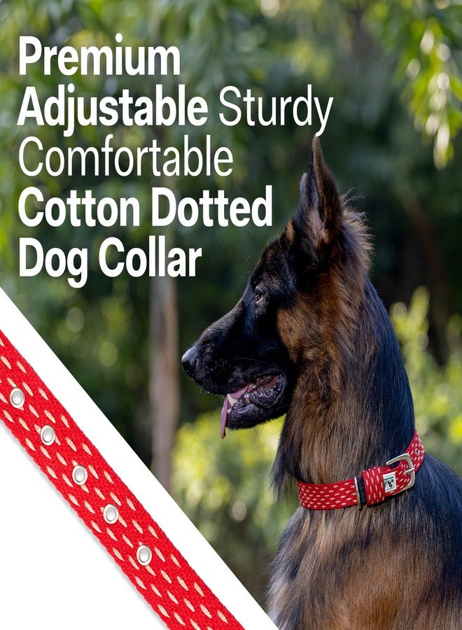 ADIL's Adjustable Beige Dotted Dog Collar For Small, Medium & Large Dogs-Strong D-Ring, Metal Buckle, Pet Collars, Red-Sizes: S,?35.56 cm,W_2.54 cm - Image 5